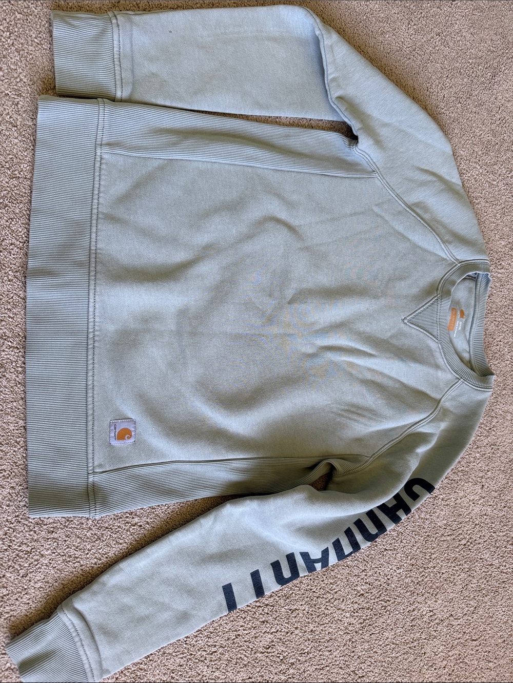 Carhartt Sage Green Crewneck with Sleeve Logo